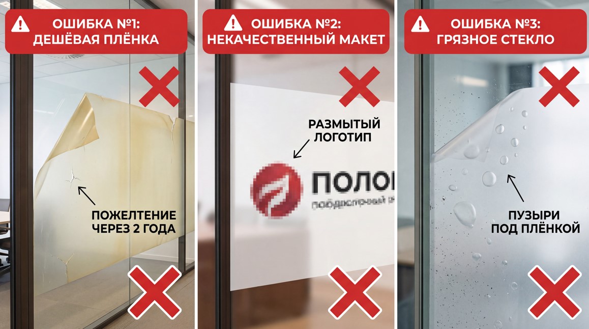 Три главные ошибки при выборе пленки - дешевая пленка, некачественный макет, грязное стекло